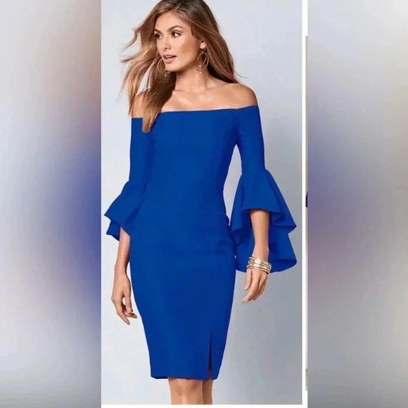 VENUS Dresses & Skirts - Royal Blue Ruffle Dress